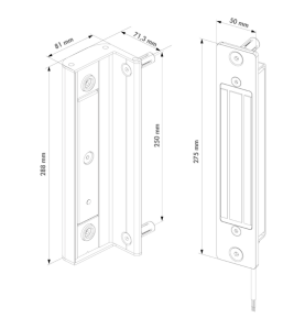 Dimensions ventouse force 250 Kg B-MAG Locinox