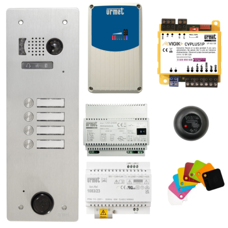 Kit interphone 4 BP GSM et filaire VIGIK+ KVT/104