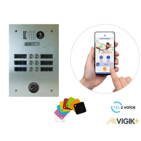 URMET - Kit interphone 6 BP GSM et filaire VIGIK+ KVT/206