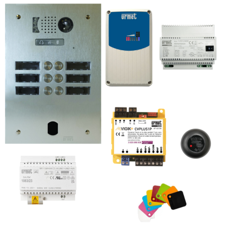 Kit interphone 6 BP GSM et filaire VIGIK+ KVT/206