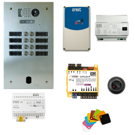 Kit interphone 8 BP GSM et filaire VIGIK+ KVT/208