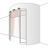 Installation SpotScan sur porte coulissante tournante