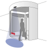 Installation détecteur Merkur porte automatique coulissante tournante