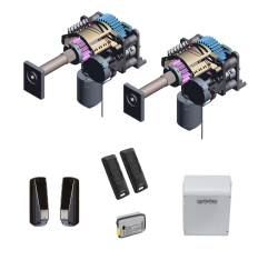 Kit FAAC HIGH opérateur S2500I 24V avec armoire E034 module XF LC FDS télécommandes XT2 FDS et cellules XP 20B D