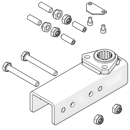 Kit étrier de guidage du vantail avec fixations et plaque pour S2500I