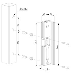 LOCINOX - GÂCHE MODULEC-SA-E-ALUM