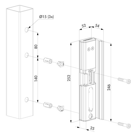 LOCINOX - GÂCHE MODULEC-SA-E-ALUM