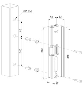 Schéma et dimensions MODULEC-SA-E-ALUM